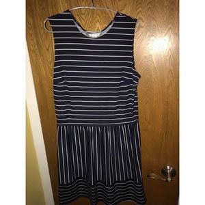 Blue and white stripped dress.